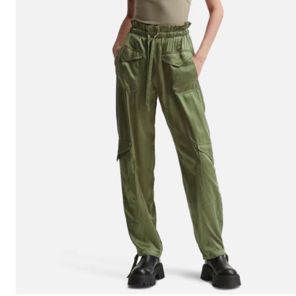 Green satin ganni pants
